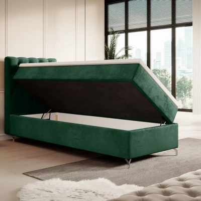 Čalúnená posteľ 90x200 ADRIA COMFORT s úložným priestorom - ľavá, zelená
