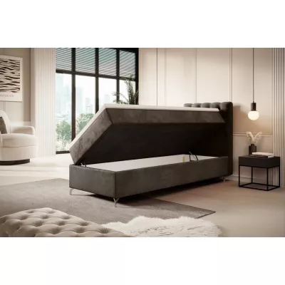 Čalúnená posteľ 90x200 ADRIA COMFORT s úložným priestorom - pravá, hnedá