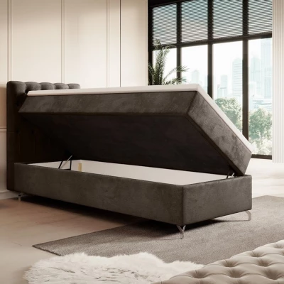 Čalúnená posteľ 90x200 ADRIA COMFORT s úložným priestorom - ľavá, hnedá