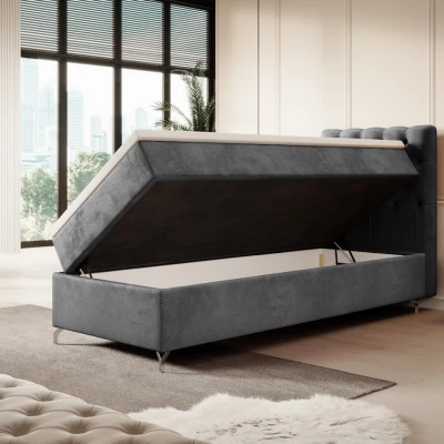 Čalúnená posteľ 80x200 ADRIA COMFORT s úložným priestorom - pravá, šedá