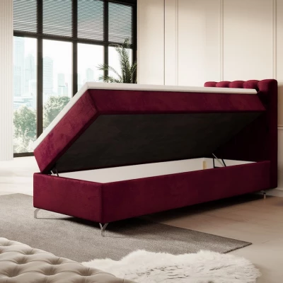 Čalúnená posteľ 80x200 ADRIA COMFORT s úložným priestorom - pravá, červená