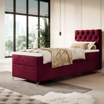 Čalúnená posteľ 80x200 ADRIA COMFORT s úložným priestorom - pravá, červená