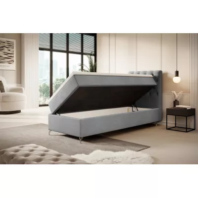 Čalúnená posteľ 90x200 ADRIA s úložným priestorom - pravá, svetlo šedá