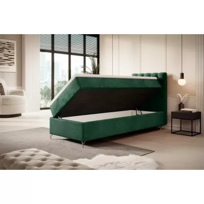 Čalúnená posteľ 90x200 ADRIA s úložným priestorom - pravá, zelená