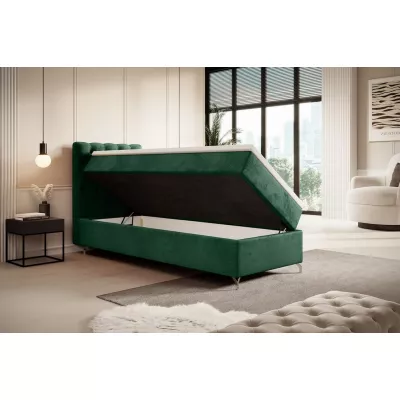 Čalúnená posteľ 90x200 ADRIA s úložným priestorom - ľavá, zelená