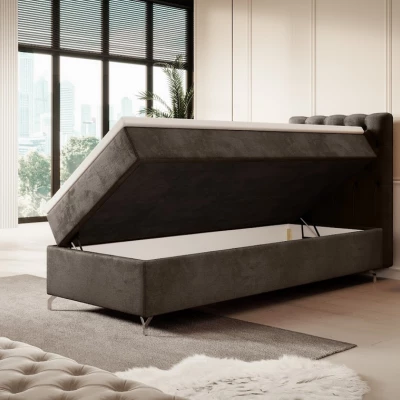 Čalúnená posteľ 90x200 ADRIA s úložným priestorom - pravá, hnedá