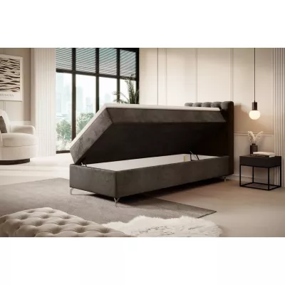 Čalúnená posteľ 90x200 ADRIA s úložným priestorom - pravá, hnedá