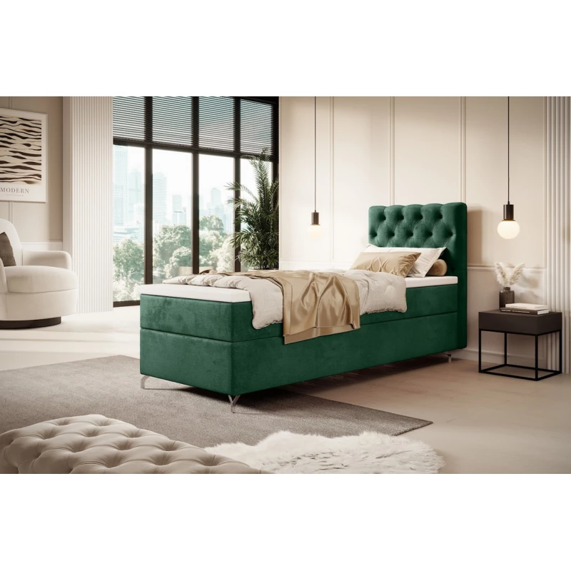Čalúnená posteľ 80x200 ADRIA s úložným priestorom - ľavá, zelená