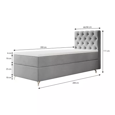 Čalúnená posteľ 80x200 ADRIA - šedá