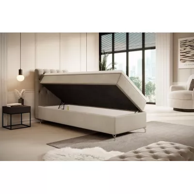 Čalúnená posteľ 90x200 ADRIA s úložným priestorom - ľavá, béžová