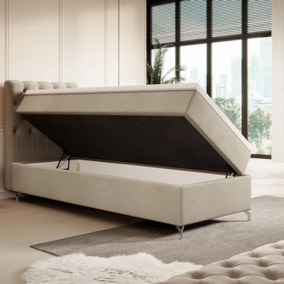 Čalúnená posteľ 90x200 ADRIA COMFORT s úložným priestorom - ľavá, béžová