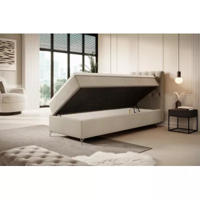 Čalúnená posteľ 90x200 ADRIA COMFORT s úložným priestorom - pravá, béžová