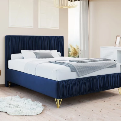 Čalúnená manželská posteľ 140x200 HILARY - modrá