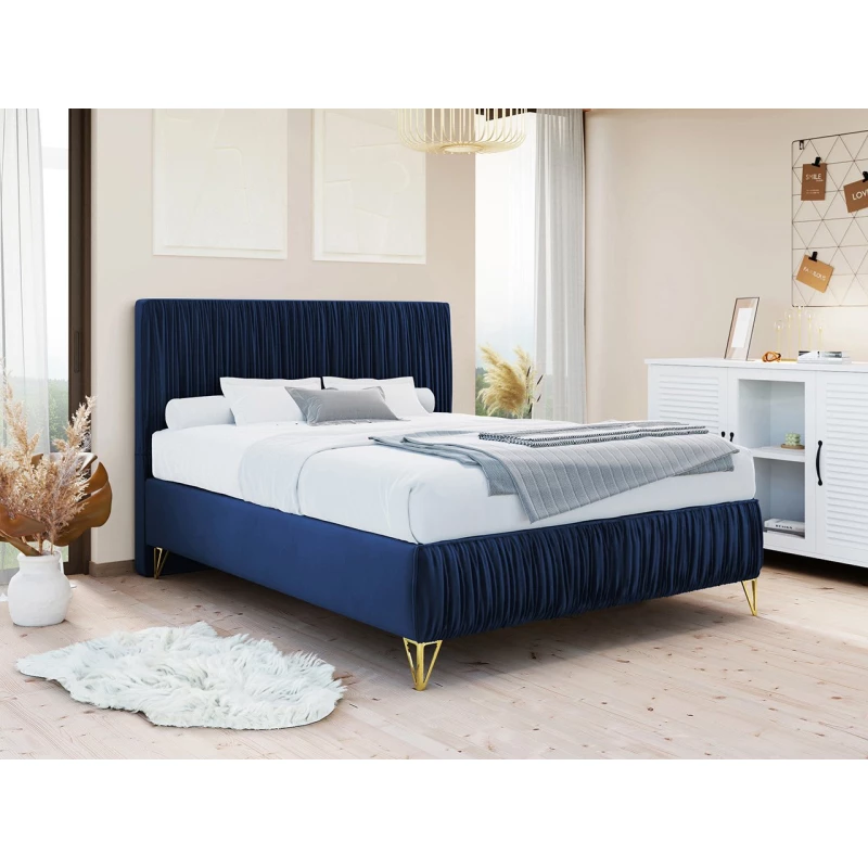 Čalúnená manželská posteľ 140x200 HILARY - modrá