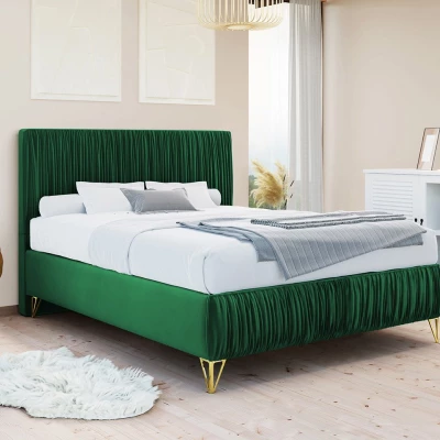 Čalúnená manželská posteľ 160x200 HILARY - zelená