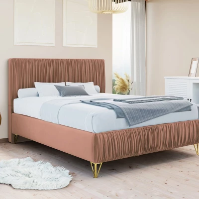 Čalúnená manželská posteľ 160x200 HILARY - ružová