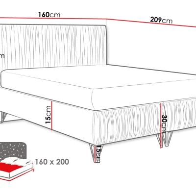 Čalúnená manželská posteľ 160x200 HILARY - šedá