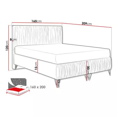 Čalúnená manželská posteľ 160x200 HILARY - škoricová