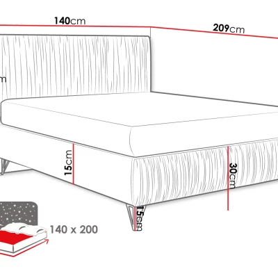 Čalúnená manželská posteľ 140x200 HILARY - svetlá šedá