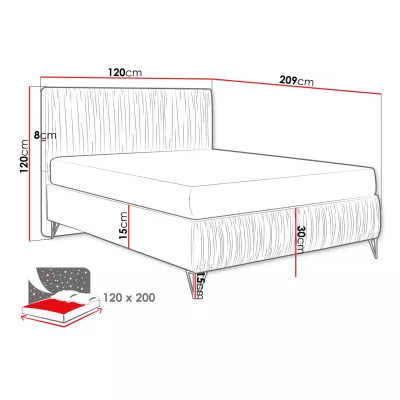 Čalúnená jednolôžková posteľ 120x200 HILARY - škoricová