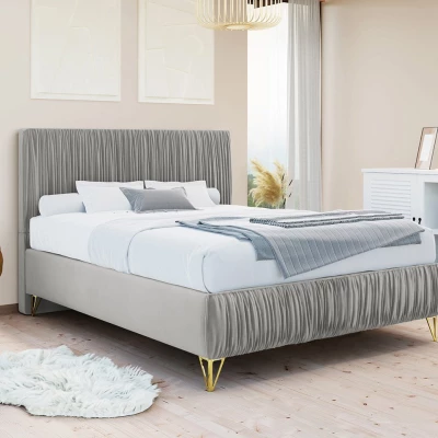 Čalúnená manželská posteľ 180x200 HILARY - svetlá šedá