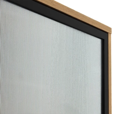 Presklená vitrína s LED osvetlením MIO - dub artisan / čierna
