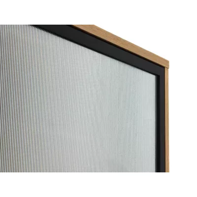 Presklená vitrína s LED osvetlením MIO - dub artisan / čierna
