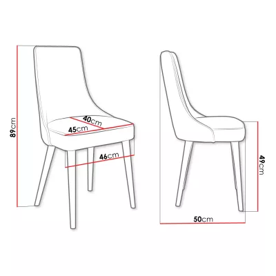 Čalúnená jedálenská stolička BILAR - čierna / zlatá / ružová