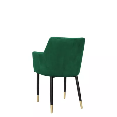 Čalúnená jedálenská stolička HAUMON - čierna / zlatá / zelená