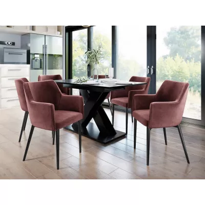 Čalúnená jedálenská stolička HAUMON - čierna / ružová