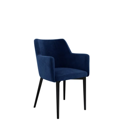 Čalúnená jedálenská stolička HAUMON - čierna / modrá