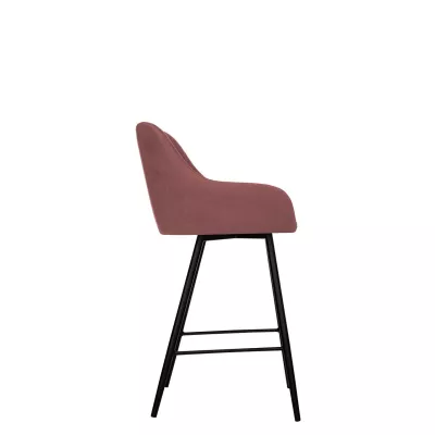 Čalúnená barová stolička WUDSEN - čierna / ružová