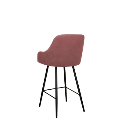 Čalúnená barová stolička WUDSEN - čierna / ružová