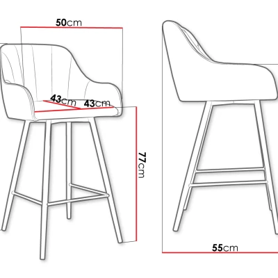 Čalúnená barová stolička WUDSEN - čierna / béžová