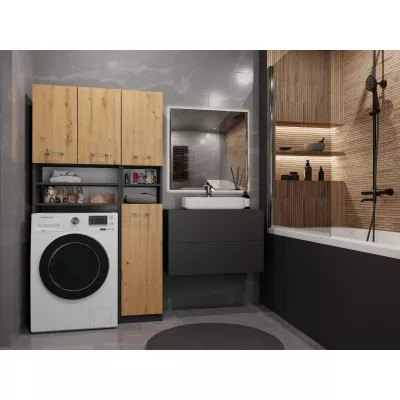 Kúpeľňová skrinka nad práčku RISTO 3 - dub artisan / antracitová
