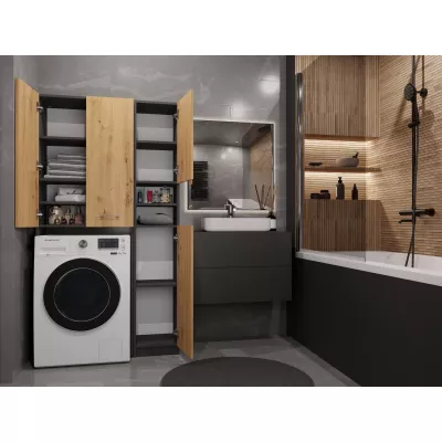 Kúpeľňová skrinka nad práčku RISTO 4 - dub artisan / antracitová