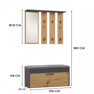 Nábytok do predsiene JAAN 1 - dub artisan / antracitový