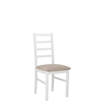 Drevená jedálenská stolička s látkovým poťahom DANBURY 8 - biela / béžová