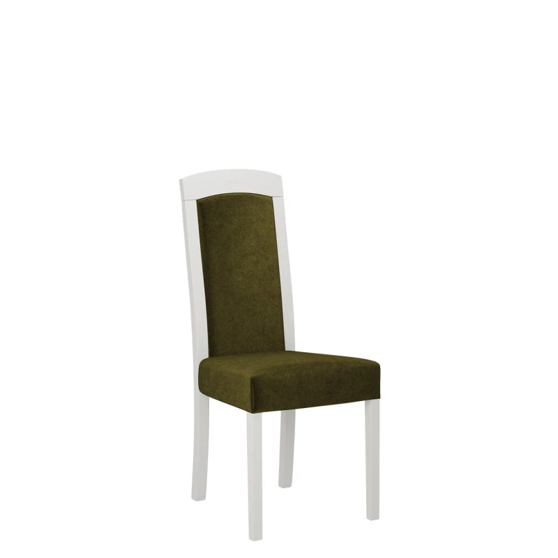 Jedálenská stolička s čalúneným sedákom ENELI 7 - biela / tmavá olivová