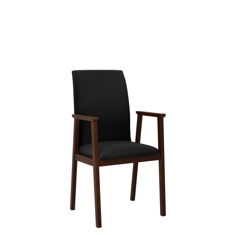 Čalúnená jedálenská stolička s podrúčkami NASU 1 - orech / čierna
