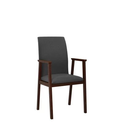 Čalúnená jedálenská stolička s podrúčkami NASU 1 - orech / tmavá šedá