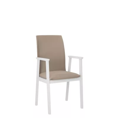Čalúnená jedálenská stolička s podrúčkami NASU 1 - biela / béžová