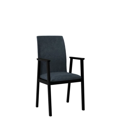 Čalúnená jedálenská stolička s podrúčkami NASU 1 - biela / námornícka modrá