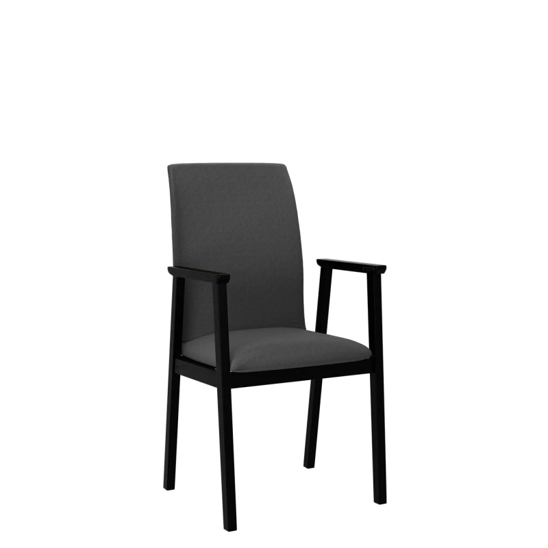 Čalúnená jedálenská stolička s podrúčkami NASU 1 - čierna / tmavá šedá