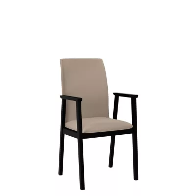 Čalúnená jedálenská stolička s podrúčkami NASU 1 - čierna / béžová