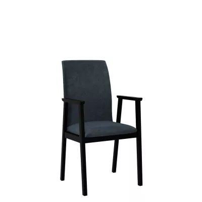 Čalúnená jedálenská stolička s podrúčkami NASU 1 - čierna / námornícka modrá