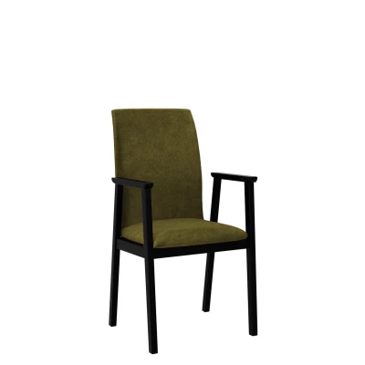 Čalúnená jedálenská stolička s podrúčkami NASU 1 - čierna / tmavá olivová