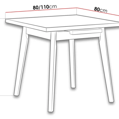 Rozkladací jedálenský stôl 80x80 cm AMES 2 - dub sonoma