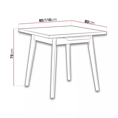 Rozkladací jedálenský stôl 80x80 cm AMES 2 - dub sonoma