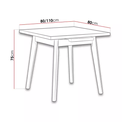 Rozkladací jedálenský stôl 80x80 cm AMES 2 - biely / čierny